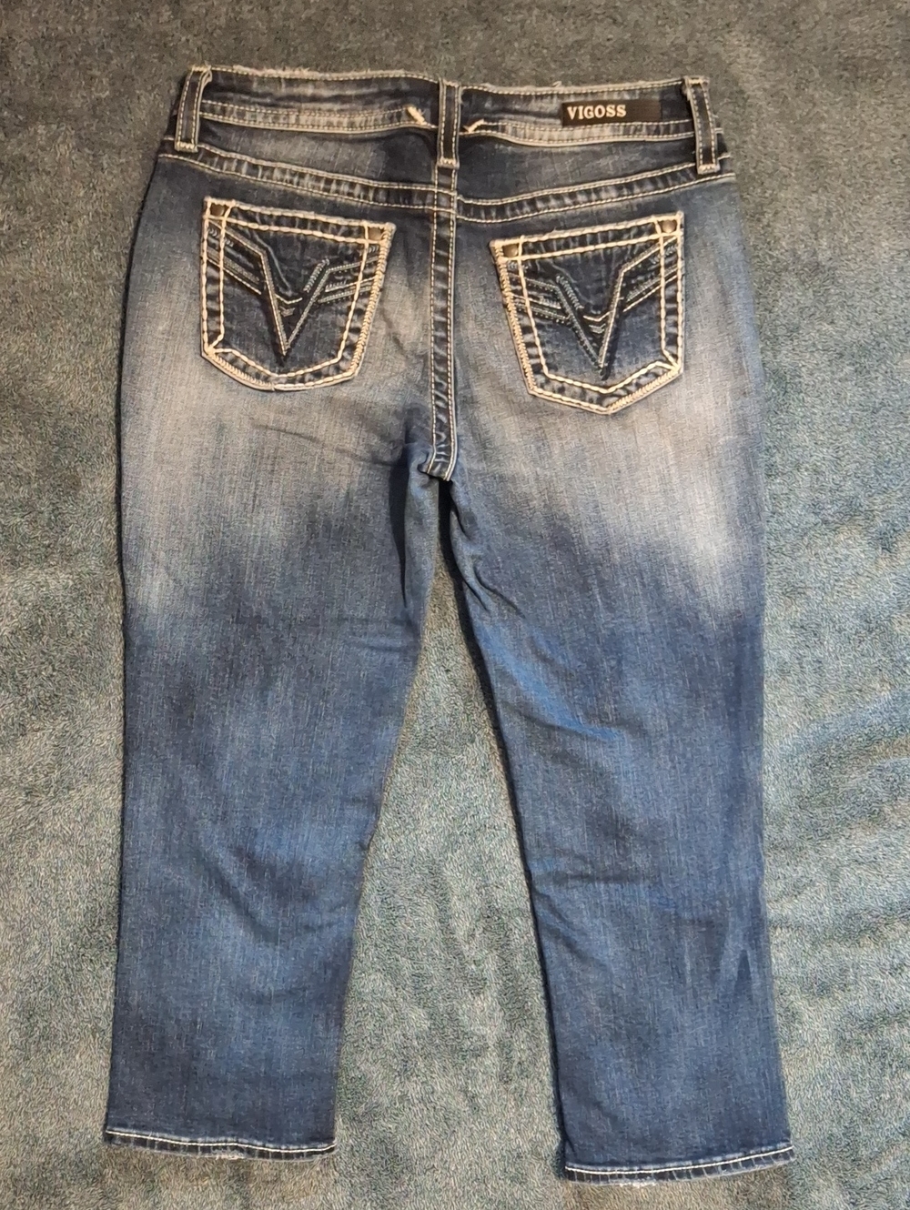 Vigoss Women's Medium Blue Boyfriend Jeans with Contrast Pocket Stitching